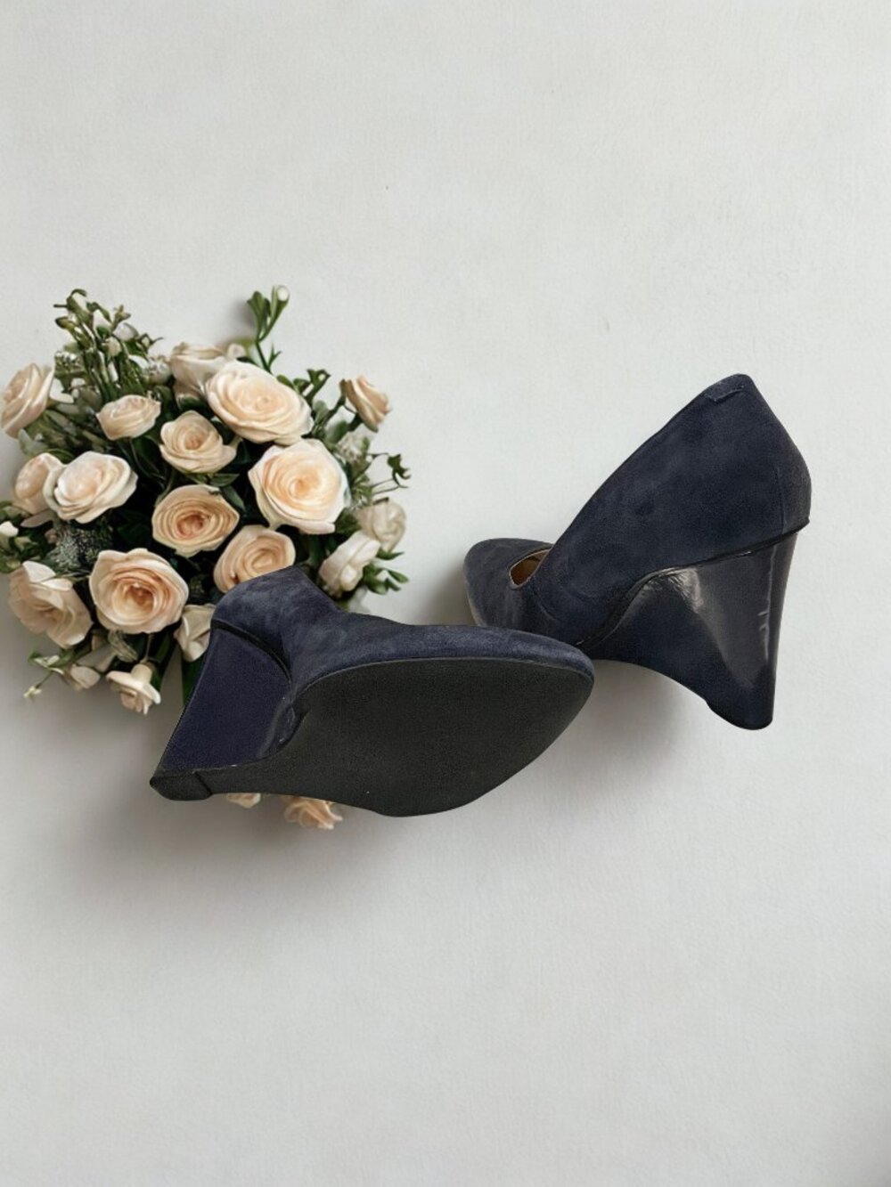 Nine West Blue Suede Wedge Pump - 10